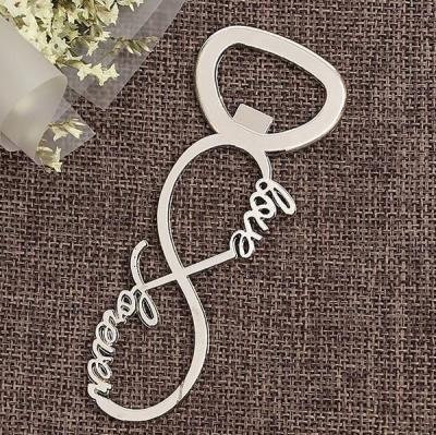 China Cool Innovative wholesale wedding favor, fancy gift, die casting zinc alloy silver plating Love beer bottle opener for sale