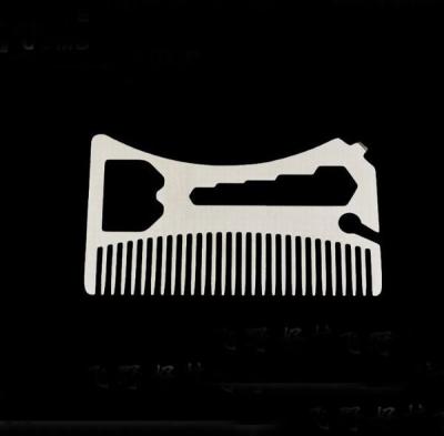 China Custom cool innovative men gift, engrave logo stainless steel credit card wallet beard comb bottle opener for sale