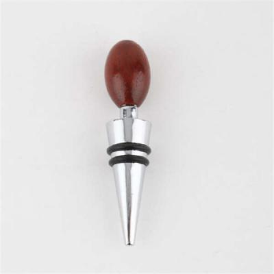 China Die casting zinc alloy wood ball wine accessories chrome plated wine bottle stopper wedding favor logo engrave for sale