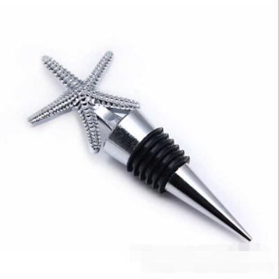 China Die casting zinc alloy 3D marine sea star wine accessories chrome plated wine bottle stopper wedding favor logo engrave for sale