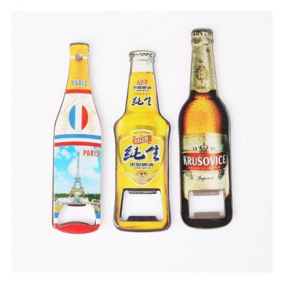 China Custom Cheap Promotion Gift Beer Brand Bottle Shape Beer Bottle Opener Fridge Magnet, Print Logo with Epoxy for sale