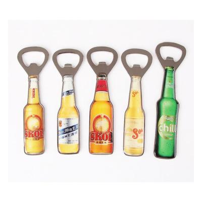 China Custom Cheap Promotion Beer Brand Gift Bottle Shape Beer Bottle Opener Fridge Magnet, Print Logo with Epoxy for sale