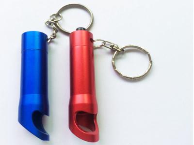 China Personalized Anodized  Laser Etch Aluminum Keychain  Beer Bottle OpenerLED Flashlight, Promotional Key Ring for sale