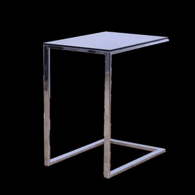 China Easy to install wholesale metal Nordic modern bedside coffee table bedroom furniture living room glass console table for sale