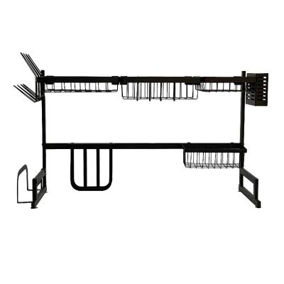 China Viable Over Sink 2 Layer Hardware Metal Kitchen Organizer Storage Rack Metal Iron 2 Tier Dish Drying Rack for sale