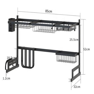 China Wholesale Viable 2 Layer Tall Over Sink Kitchen Countertop Dish Drainer Organizer Storage Rack for sale