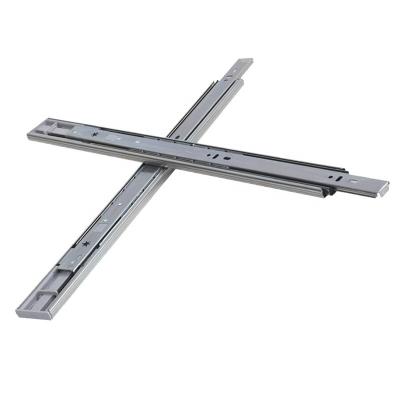 China 3 Fold+Full Extension Sideboard Stainless Steel Extension 45mm Full Telescopic 3 Fold Ball Bearing Channel Drawer Slide for sale