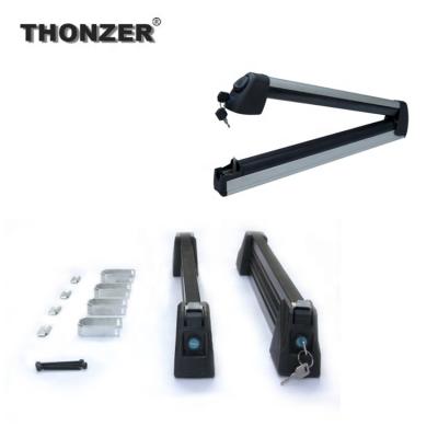 China THONZER Universal Car Roof Rack Winter Universal Ski Double Snowboard Roof Aluminum Alloy with Lock Extended en venta