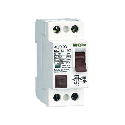 China MEKELEC Low Voltage Modular KL2-63 NFIN Residual Current Circuit Breaker Electromagnetic Interruptor 6KA RCCB RCD 6KA for sale