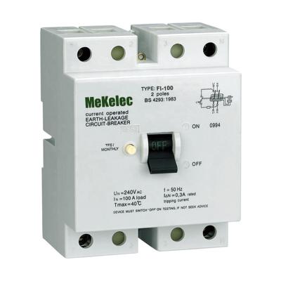 China MEKELEC Low Voltage Modular FI-100 Earth Leakage Circuit Breaker RCD/RCCB/ELCB 6KA for sale