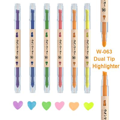 China Promotional Markers & Wuqiannian Highlighter Bar Pen With Double Tip Pink Purple 6 Colors Set Blue Orange Green Yellow PVC Box Packing for sale