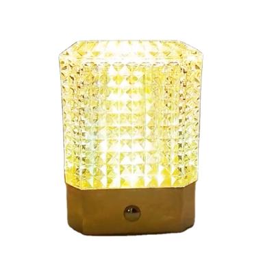 China Cordless LED Crystal Table Lamps Dimmable Modern Luxury Rechargeable Decorative Bedroom Light Night Lamps 3 Colors for sale