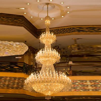 China Hotel Candle Modern Large Glass Centerpiece Crystal Chandelier For Hotel Lobby for sale