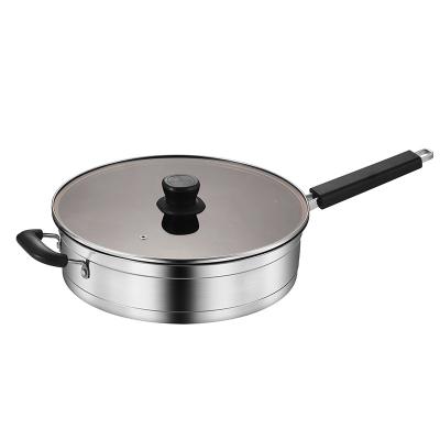 China Wholesale 410 Transitional Non-Stick Bottom Fryer Pan Composed of 5 Ply Stainless Steel for Cooker and Induction Stoves for sale