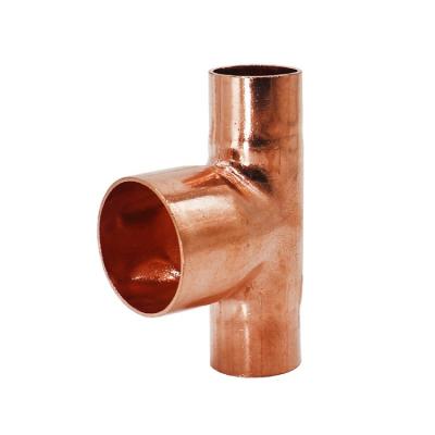 China 02 Type Solder Copper Pipe Fittings Reducing Copper Tee Equal for sale