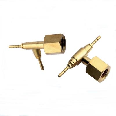 China Brass HVAC Pressure Pipe Tee With Nut Connector For Refrigeration Condensing Units 2.6MM*5.8MM for sale