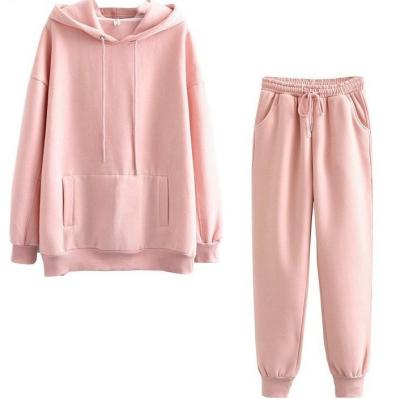 China Top Class Breathable Custom Logo Oversized Pullover Plus Size Sports Tracksuit Plain Gym Women Set Of 2 Piece Hoodies for sale