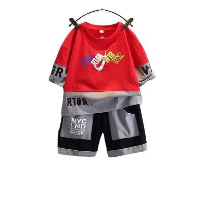 China Foreign trade casual Korean version of the big children's suit children's running stall two-piece set T-shirt 2023 summer new boys and girls for sale