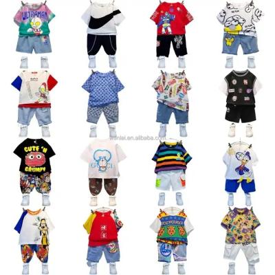 China Casual children's short suit baby Korean version of the girl's shorts T-shirt 2023 summer sleeve boys cotton cloth children's baby clothes for sale