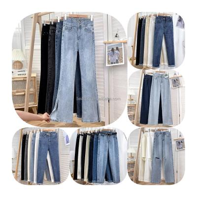 China Fade Proof 2023 New Arrivals Womens Jeans Ruched Denim Blue Stacked Pants High Waist Skinny Stacked Pants Women Ripped Jeans for sale