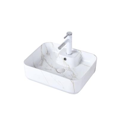 China Best Selling Durable Nordic Style Single Hole Bathroom Marble Art Ceramic Basin for Bathroom for sale