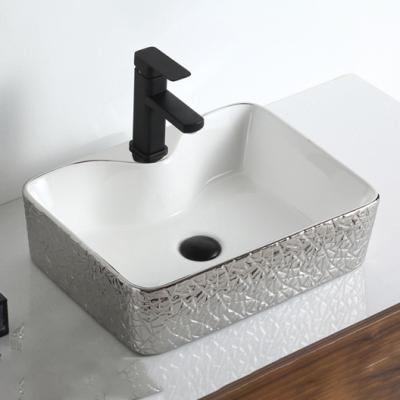 China Durable Modern High Quality Above Basin Ceramic Sliver Electroplating Basin For Sale for sale