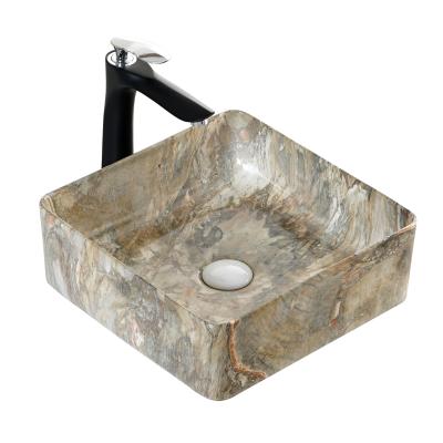 China B China Factory Design Durable High End Bathroom Washroom Above Counter Basin Sink Home Hotel Hotel Ceramic Rectangular Marble Restaurant for sale