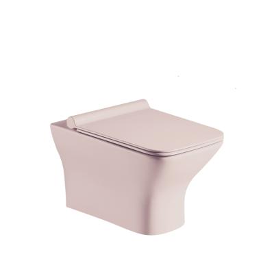 China Factory Direct Wholesale Double-flush Bathroom Pink Ceramic Wall Hung Toilet For Sale for sale