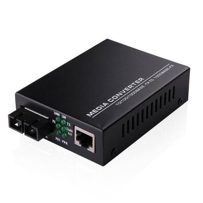 China Support-Mount Chassis Gigabit Ethernet Fiber Media Converter Single-Mode Dual Fiber SFP 10/100/1000M SC to RJ45, up to 20KM for sale