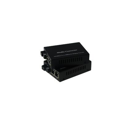 China FTTX 10/100M 2 RJ45 Switch Media Converter 1 Port Fiber Media Converter to 1310/1550nm Ports WDM BiDi SM 20Km 40KM SC Connector for sale