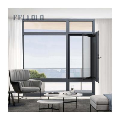 China Narrow Swing Fellola Frame Double Glazed Windows Frame Tempered Glass Aluminum Swing Window for sale