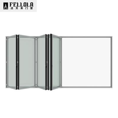 China Lowe's Minimalist Aluminum Luxury Glass Thin Frame Patio Doors Slim Frame Aluminum Bifold Border Slim Mud Bifold Door Framed for sale