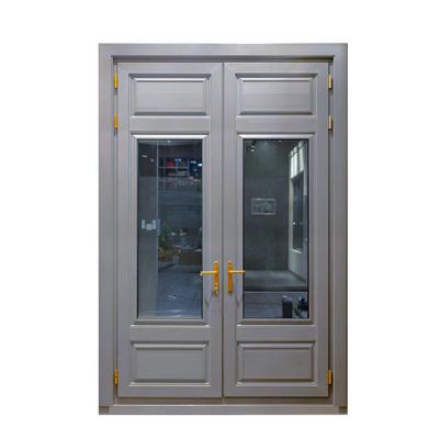 China Modern French Style Front Double Entry Exterior Casement Aluminum Door with Glass Residential for Homes for sale