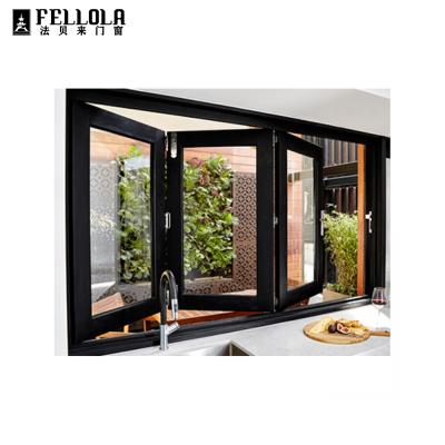 China Wholesale Standard Size Soundproof Glass Profile Folding Aluminum Bifold Window Screen And Folding Door Windows And Doors Folding Screen for sale