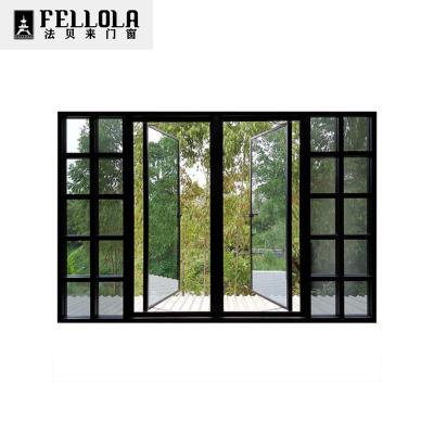 China Swing Double Tempered Glass Aluminum Casement Door For New Model House Windows And Doors for sale