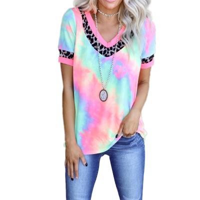 China Casual Women Short Sleeve T-Shirts Compressed Fashion Print Tie Dye Quilting T-Shirt for sale