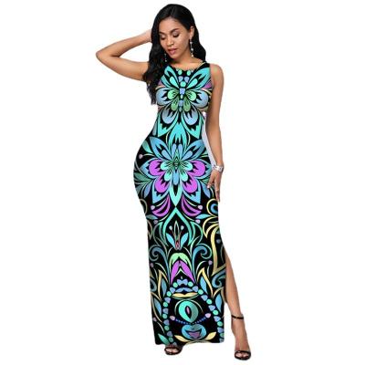 China Wholesale Anti-Static Summer Long Sleeveless Halter Sexy Women Dress Fashion Printing Dress for sale