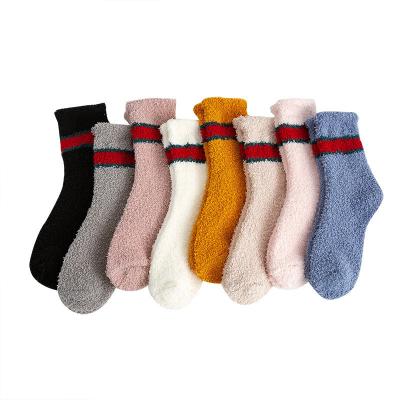 China New Pattern Thick Microfiber Fuzzy Socks Stripe Fashion White QUICK DRY Happy Soft Cotton For Socks Wholesale for sale