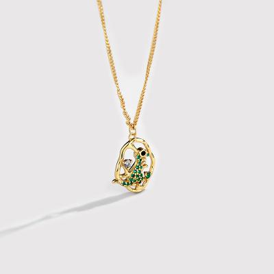 China 925 Sterling Silver Fashion Retro High Quality Zircon 925 Hollow Necklace Dinosaur Necklace Fashionable Personality Hollow Necklace for sale