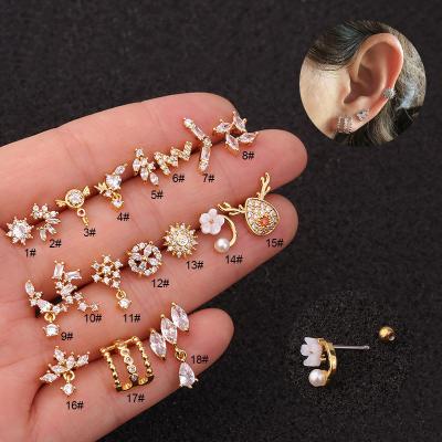 China Trendy Fashion Jewelry High Quality Gold Plated Zircon Screw Net Earrings for sale