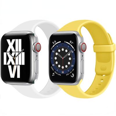 China Classic Soft Sports Rubber Watch Band For IWatch Band 38mm 42mm 44mm Silicone Strap For Apple Watch 7 Series Se 6 5 4 for sale