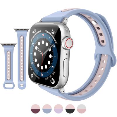 China Classic Soft Loop Wristwatch Band For iWatch 40mm 42mm Sport Silicone Watch Band Strap For Apple Watch 7 for sale