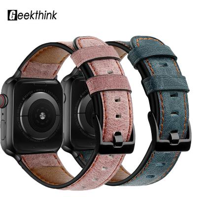 China Leather Strap For Apple Watch 5 4 3 2 Series Band 41mm 45mm Strap Genuine Leather Smart Strap For Iwatch 5 4 3 2 Strap for sale