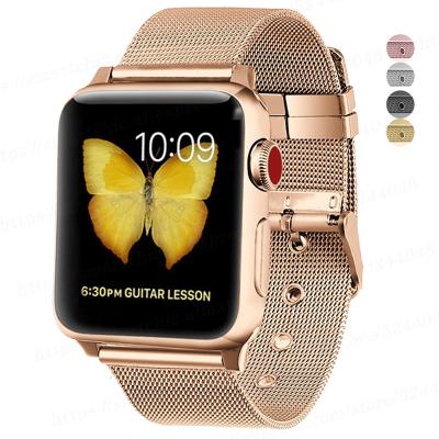 China Unquie Milanese Strap For Apple Watch Band 42mm 38 40 44mm Stainless Steel Metal Strap Mesh Belt Watch Band For Iwatch Series 5 4 3 for sale