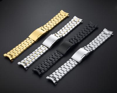 China Luxury Brand Solid Metal Curved End 18mm 22mm 20mm 24mm Stainless Steel Watch Band Strap for sale