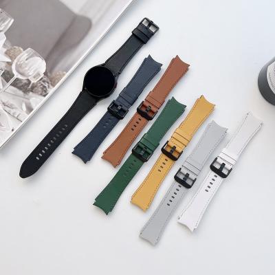 China Beautiful Genuine Leather Strap 44mm Original Watch Band 42mm 46mm/Watch 4 Straps 40mm Strap 20mm For Samsung Galaxy Watch 4 Classic for sale