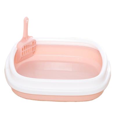 China Small Cat Litter Sand Splash Proof Oval High Side Partially Enclosed Box Viable Tossing Toilet To Send Cat Litter Scooper for sale