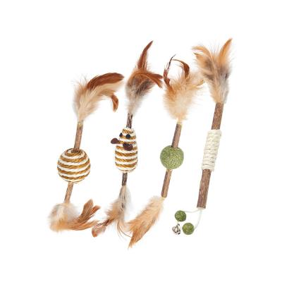 China Viable Feather Sisal Pet Molar Teeth Cleaning Cat Toy Treatment Cat's Poor Appetite With Meat Balls In The Body for sale