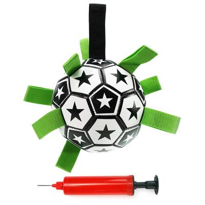 China Sustainable Pet Football Supplies Dog Toys Outdoor Multifunctional Interactive Football With Rope for sale