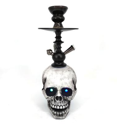 China Wholesale High Quality Luminous Hookah Pot Bar Skull LED Light Shisha Smoking Set 20.5*18.5*21cm for sale